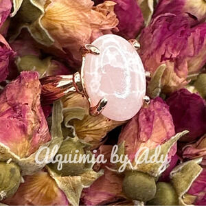 Flower Agate rose gold Victorian gem ring